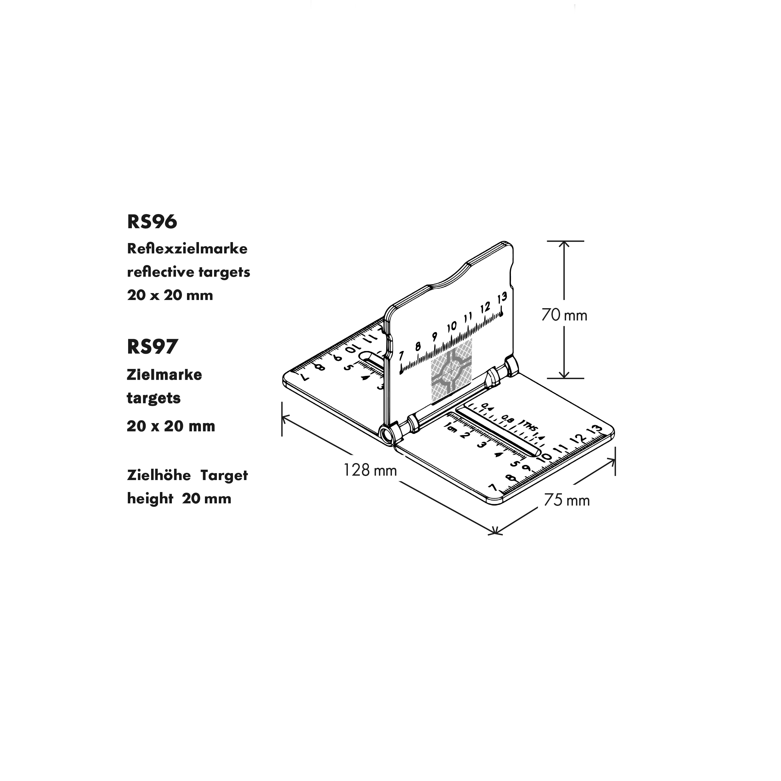 Absteckhilfe RS96, klappbar, mit Reflexzielmarke, von Rothbucher Systeme