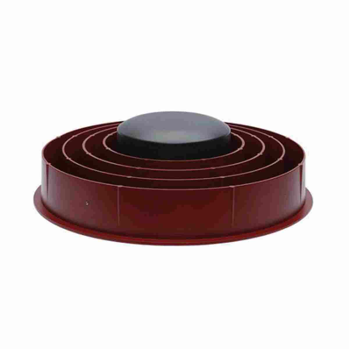 Septentrio Vera Choke-Ring-Antenne mit rotbraunen Ringen und schwarzer Kuppel.