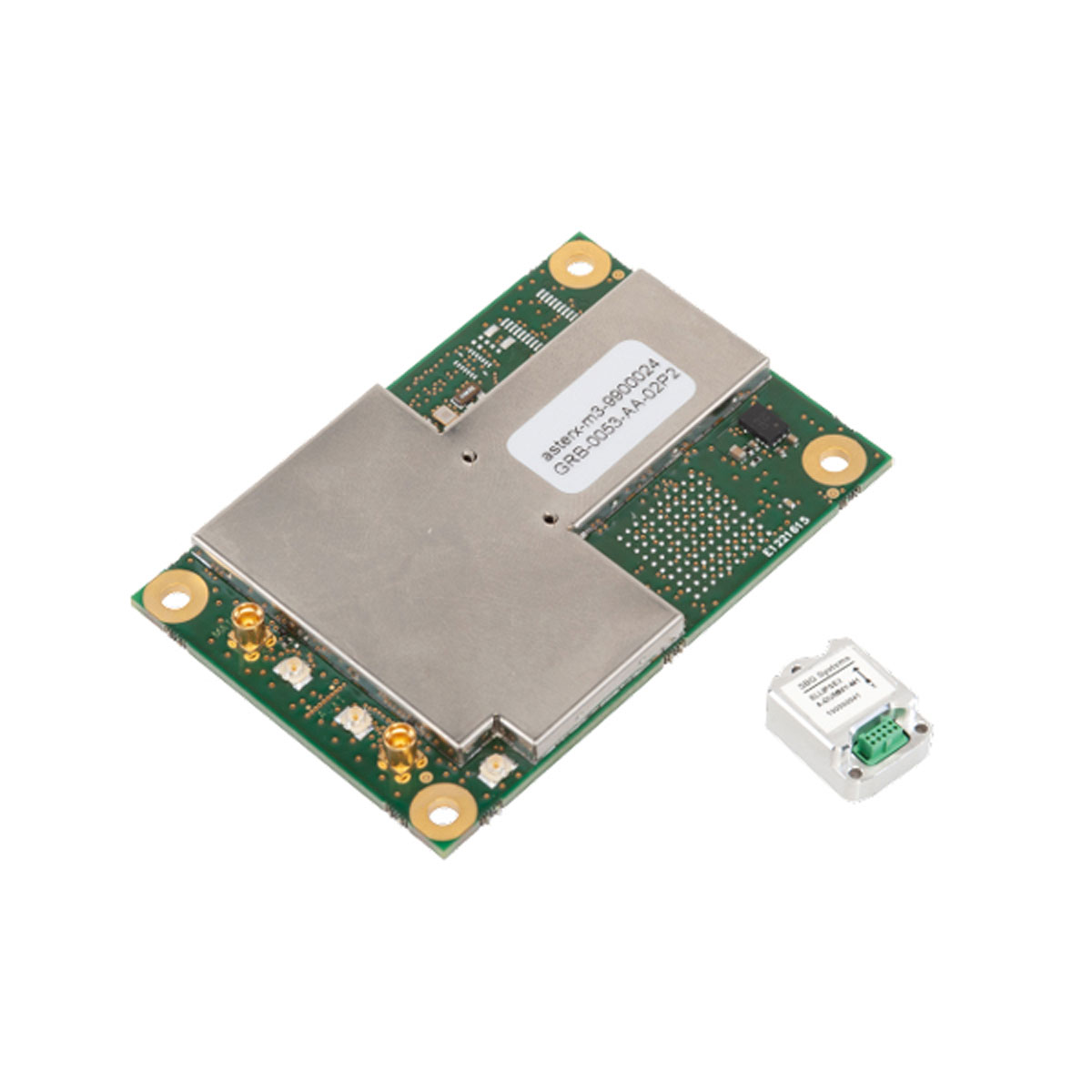 Septentrio AsteRx-m3 GNSS-Board mit separatem IMU-Modul von SBG Systems.