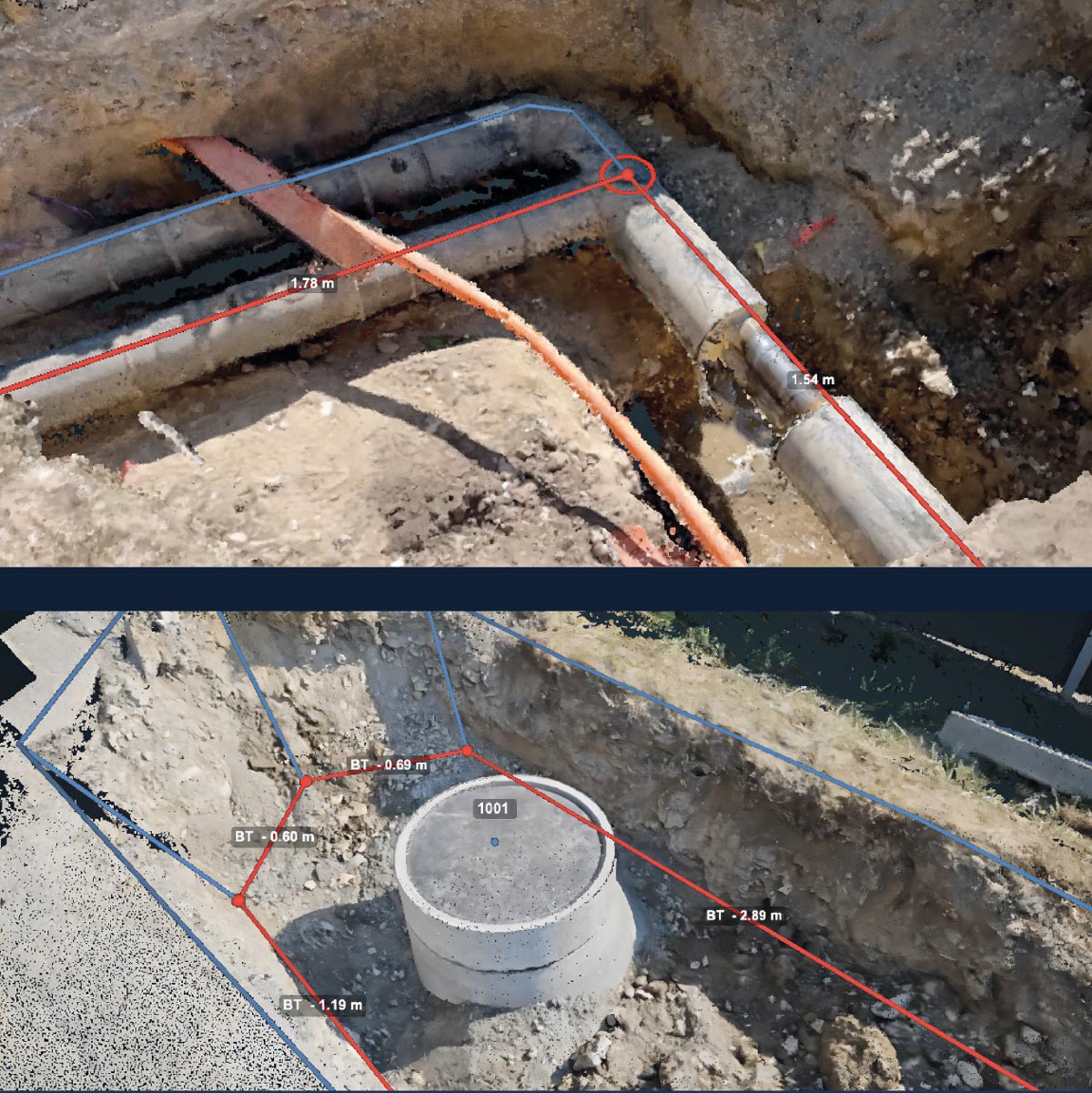 Die KickTheMap Technologie erfasst vergrabene Rohre und Kabel mit GNSS RTK Genauigkeit.