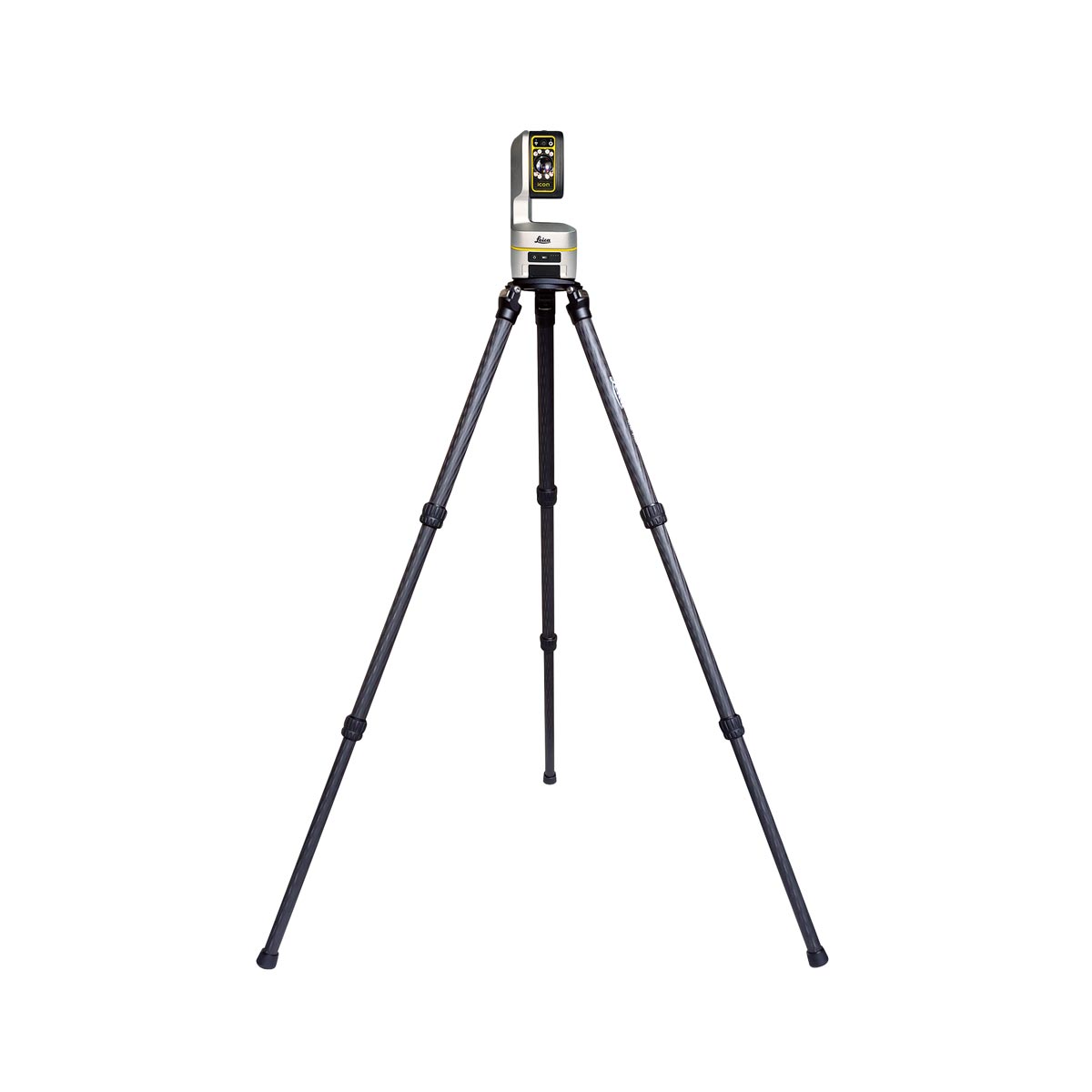 Das Leica iCON iCS50 Absteckinstrument montiert auf einem stabilen Stativ für den Baustelleneinsatz.