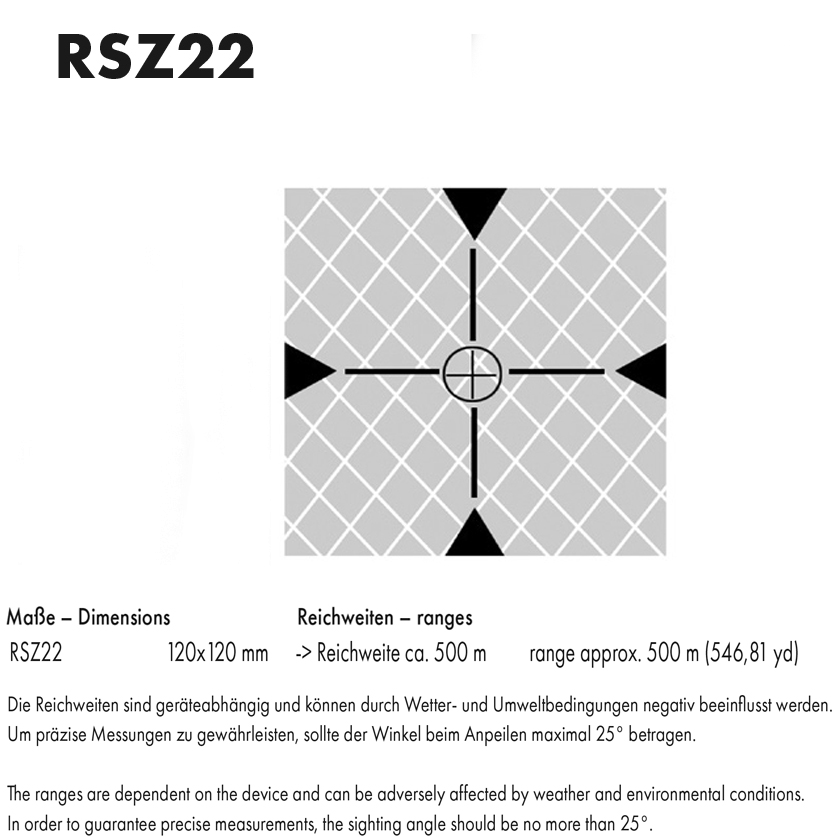 Reflexzielmarken - selbstklebend - RSZ22 220 x 220 mm auf Folie, Zielweite ca. 500 m