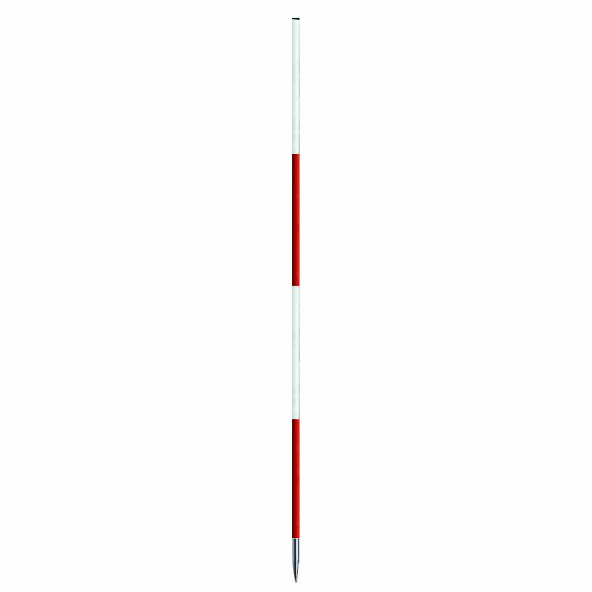 Baustäbe - Holz/PVC Länge 2 m rot/weiß II. Qualität, Rundspitze, oben rot
