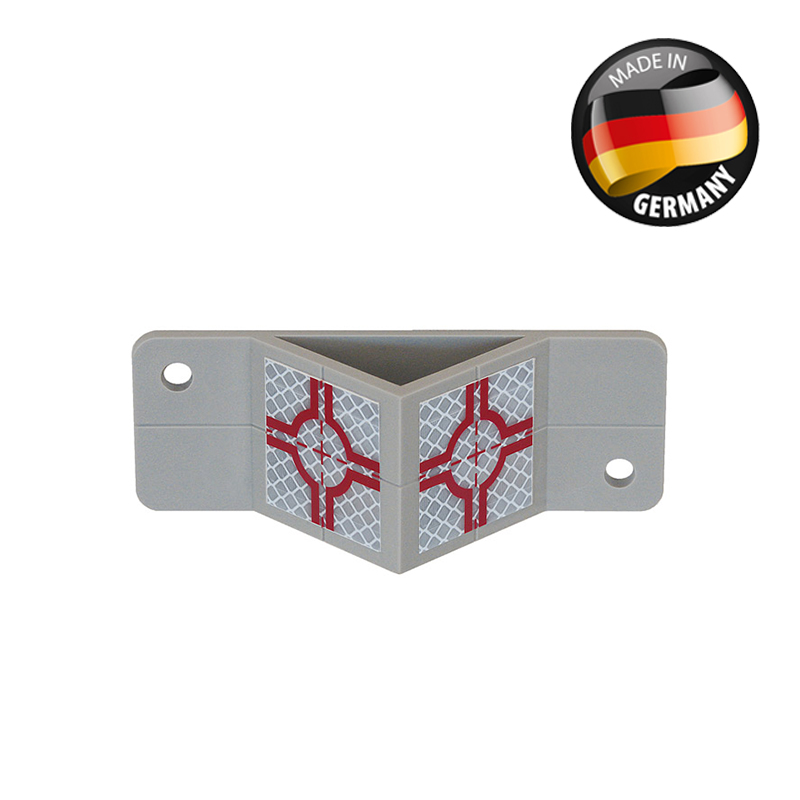 Trägerplatte mit Winkel und Reflexzielmarken RSAK130, grau, von Rothbucher Systeme
