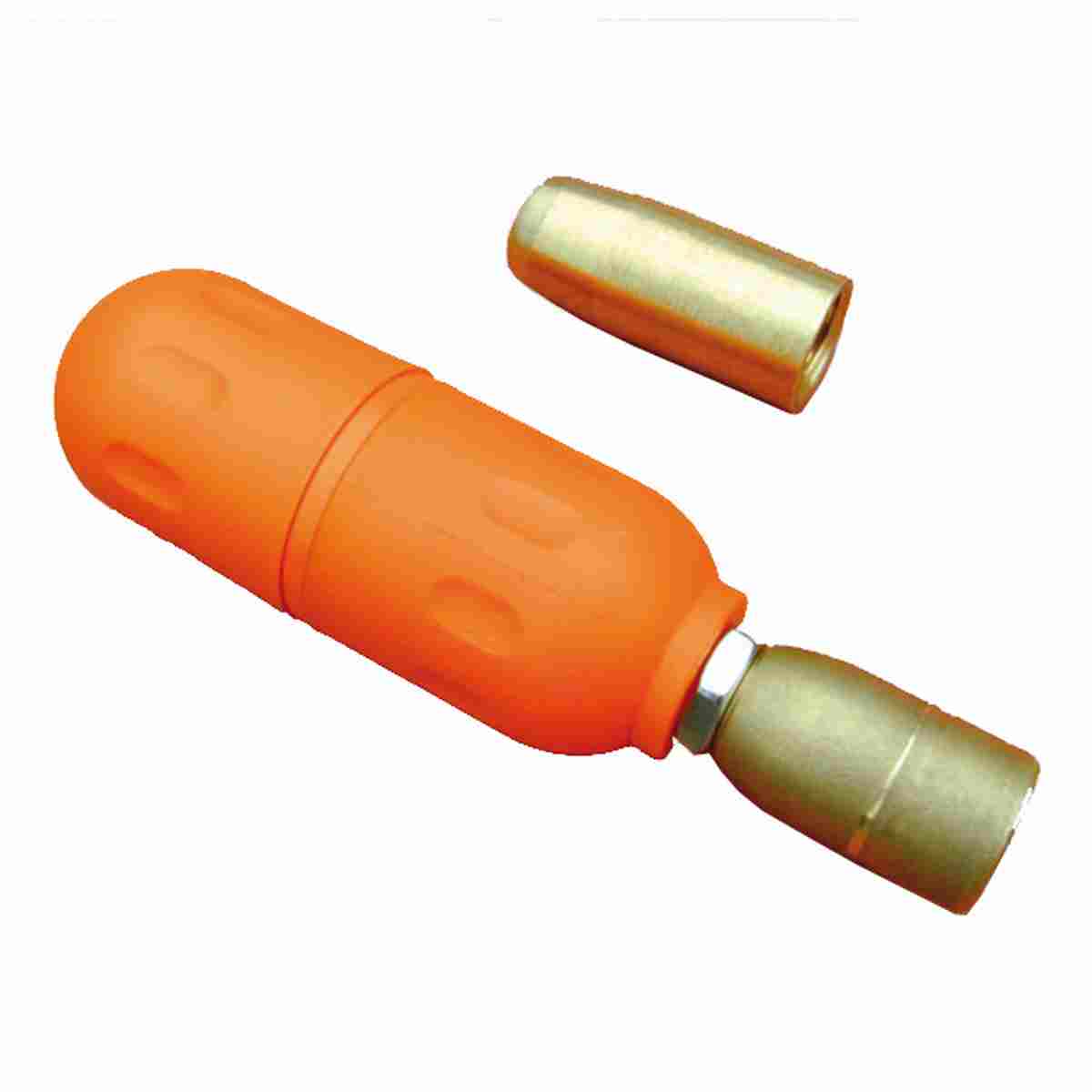 Minisender C-Scope (� 38 mm) in Orange mit Messing-Gewindeansatz zur Ortung von Rohrleitungen.