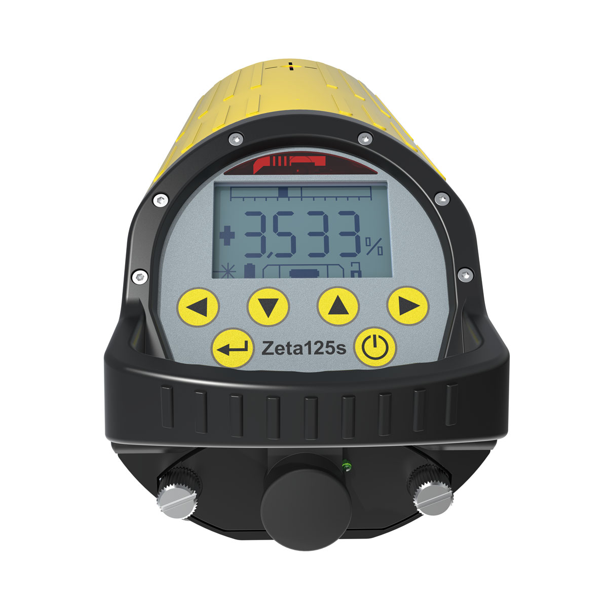 Der rote GeoMax Kanalbaulaser Zeta125 S mit Universalzieltafel und Fernbedienung für präzise Gefällemessungen im Kanalbau.