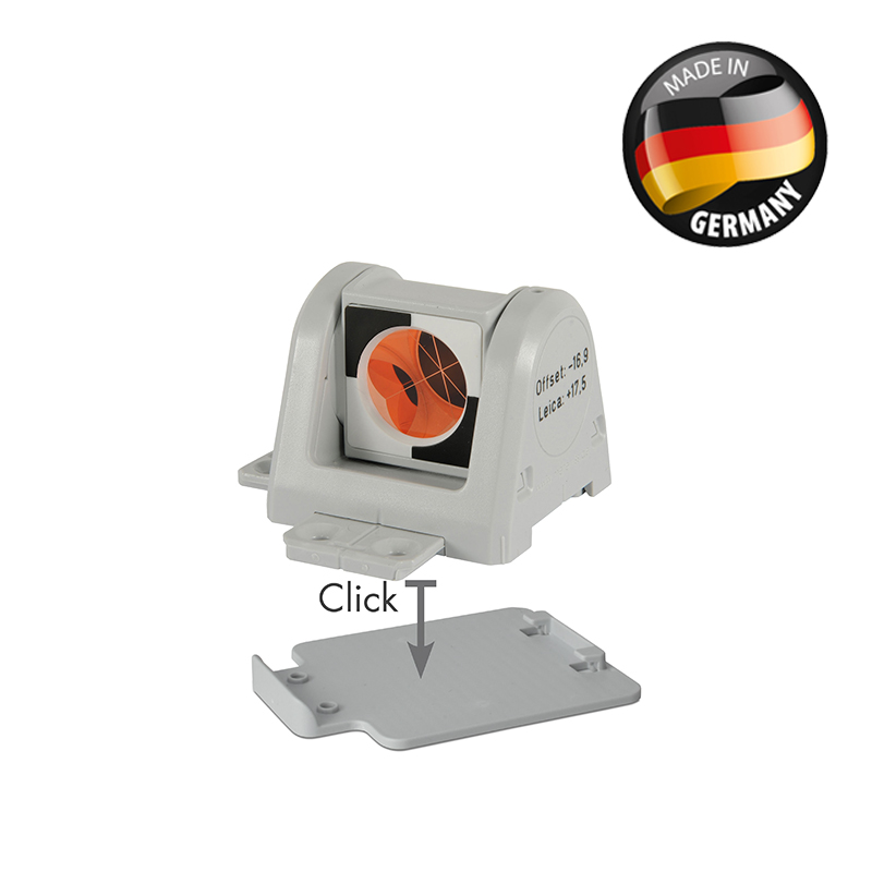 Das graue Rothbucher 180°-Prisma für Monitoring, mit abnehmbarer Klebehalterung, Made in Germany.