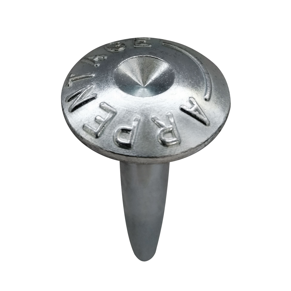 Verzinkter Superkopfbolzen 55 mm mit eingeprägter Aufschrift Arpentage und zentraler Körnung im Kopf.