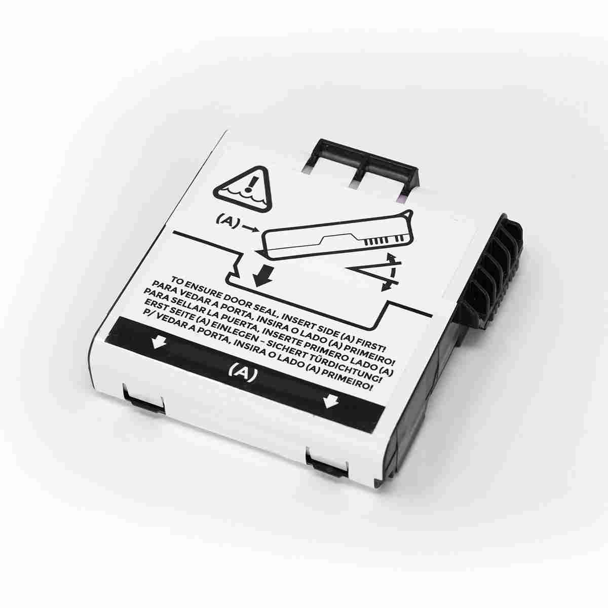 Ersatzakku für Carlson RT4 und Mesa 3 Tablet mit Einsetzhinweis für die Türdichtung.