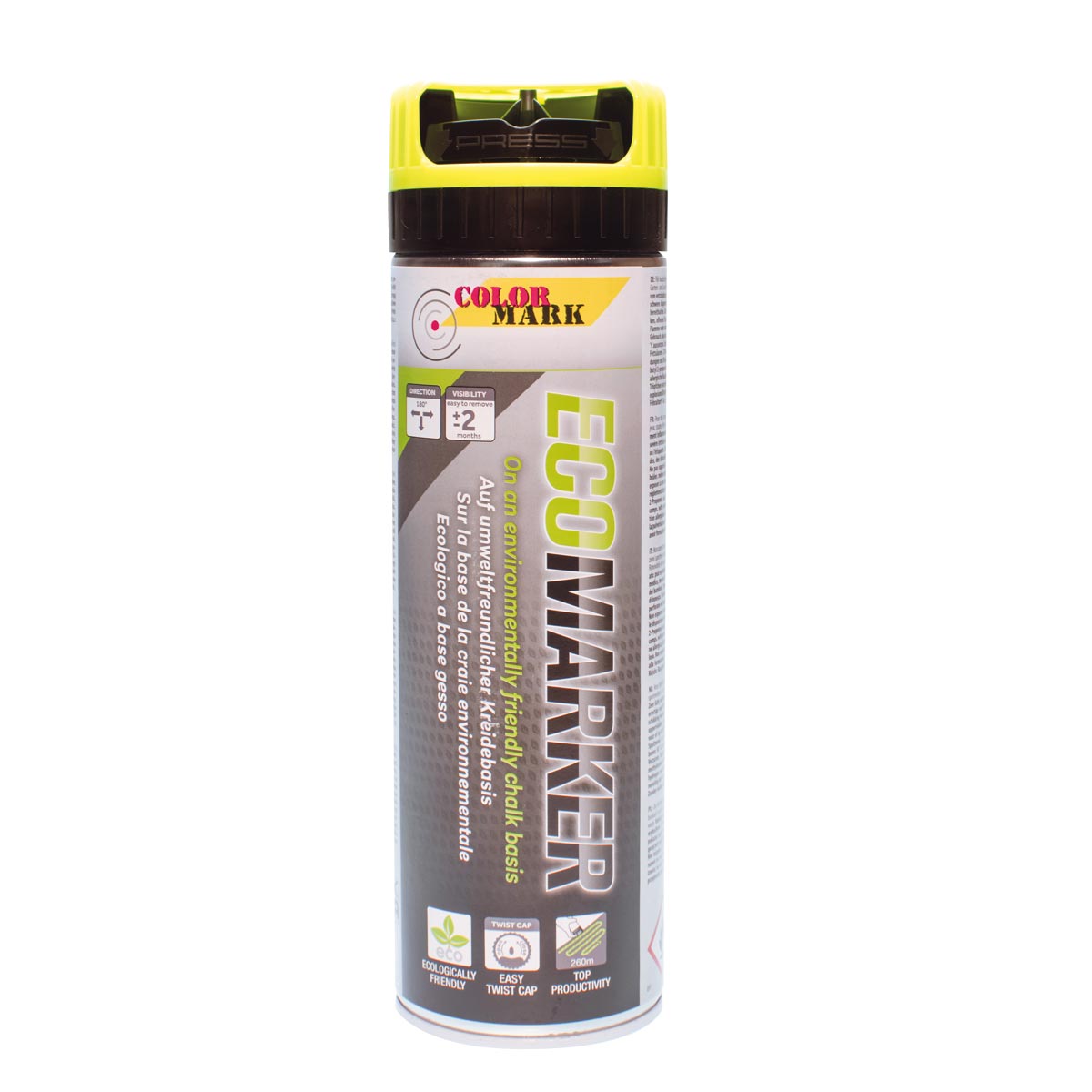 Gelbe Colormark Ecomarker Markierfarbe 500 ml auf umweltfreundlicher Kreidebasis.