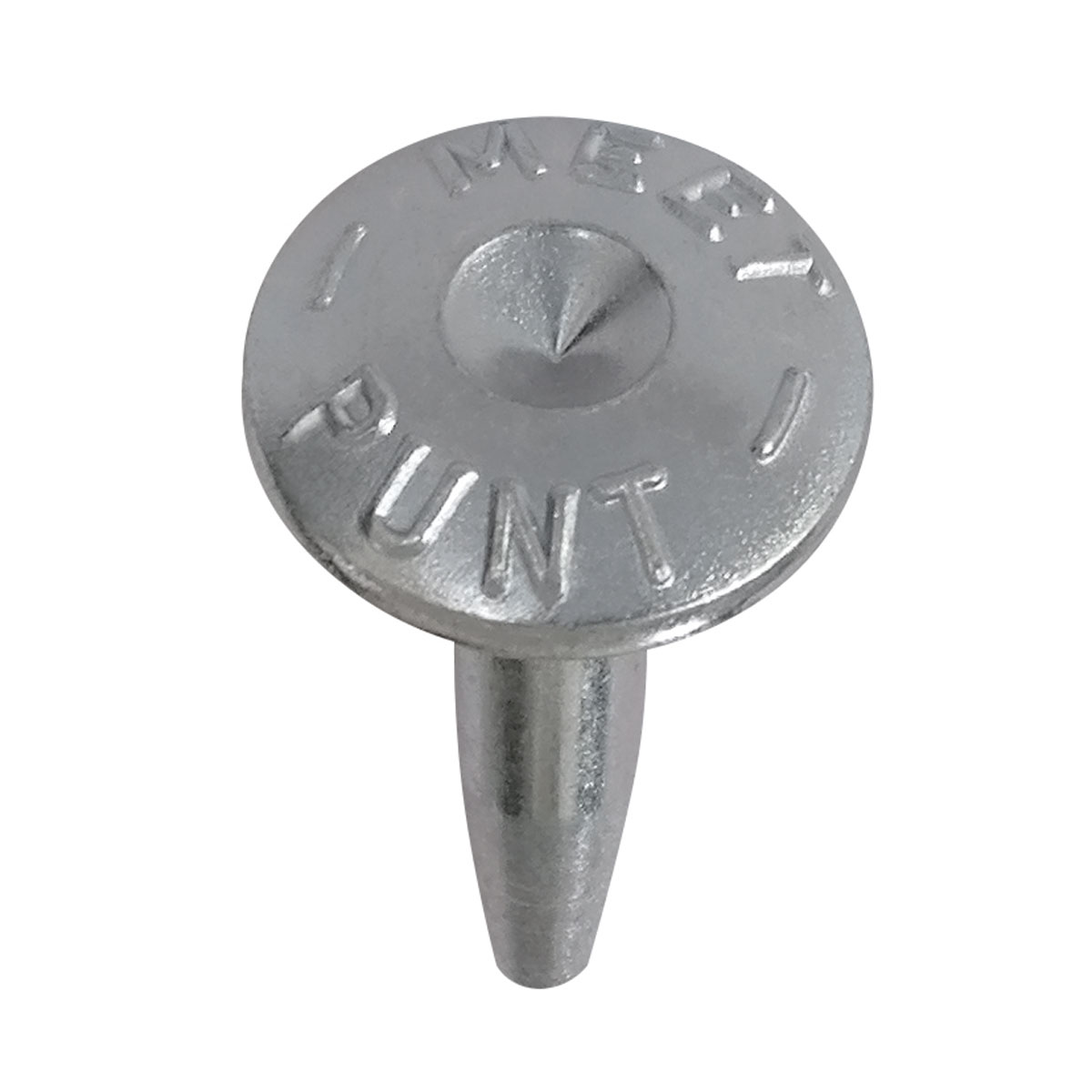 Verzinkter Superkopfbolzen 55 mm mit eingeprägter Aufschrift Meetpunt und zentraler Körnung im Kopf.
