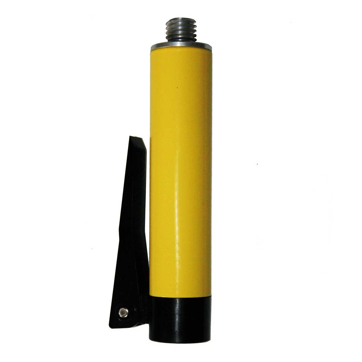 Gelber proNIVO GNSS-Basisstab zur Höhenablesung aus Alu mit eingeklapptem Messfühler.