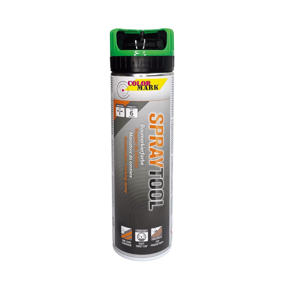 SPRAYTOOL - Baumarkierfarbe leuchtgrün mit Sicherheitskappe, 500 ml
