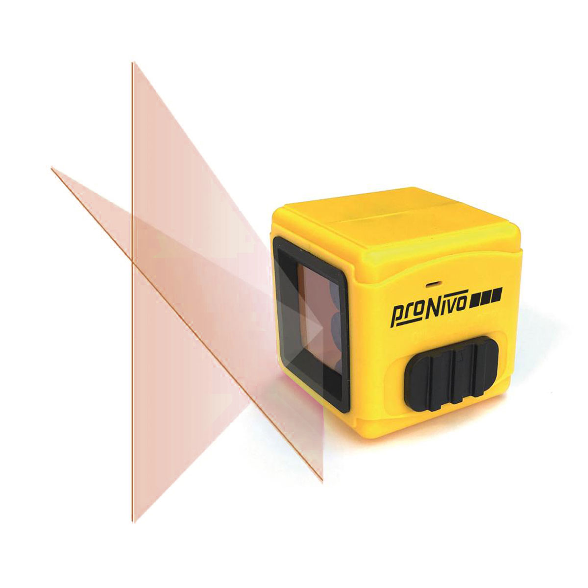 Gelber proNIVO Kreuzlinienlaser mit zwei roten Laserebenen.