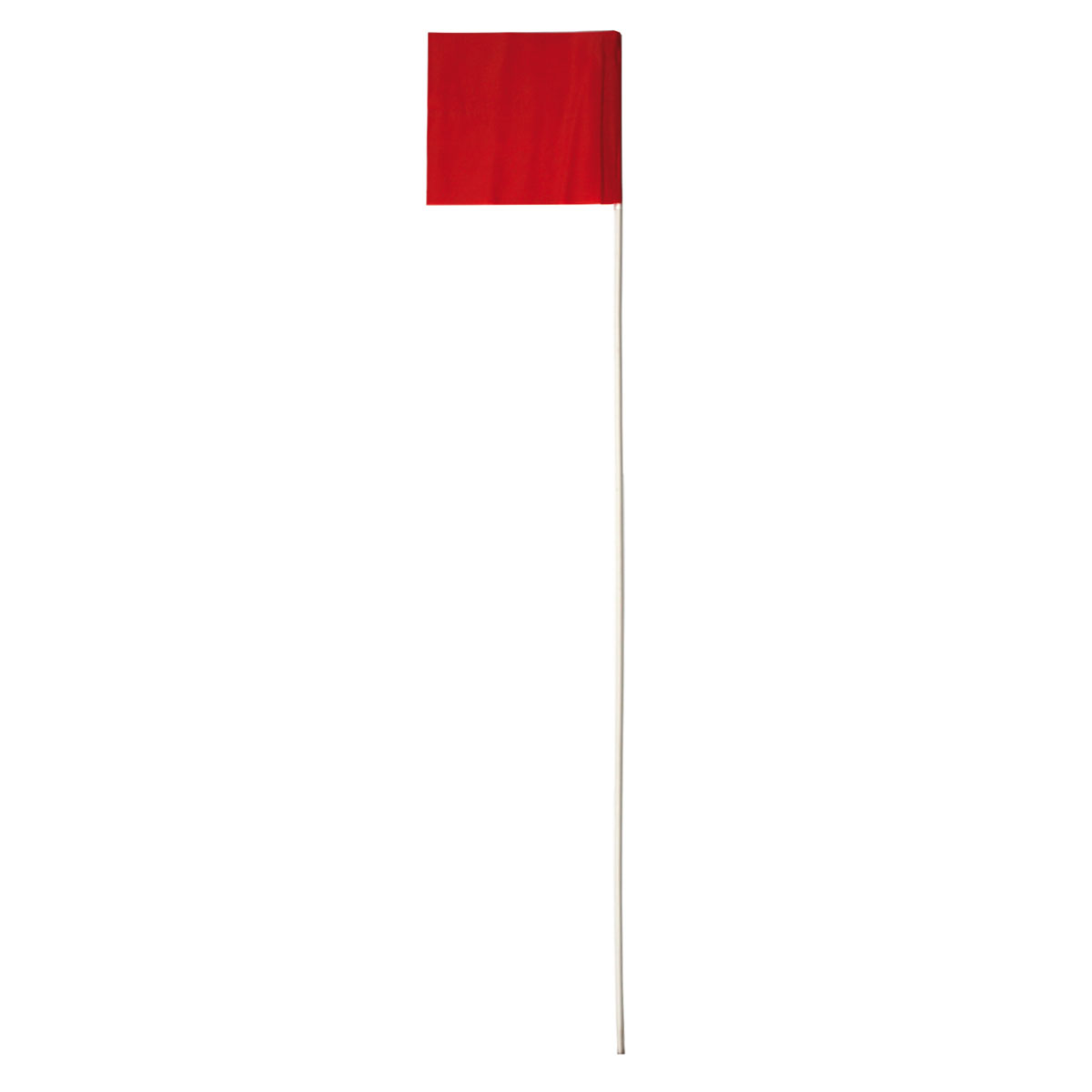 Rote Markierungsflagge 127 x 102 mm an weißem Kunststoffstab 610 mm.
