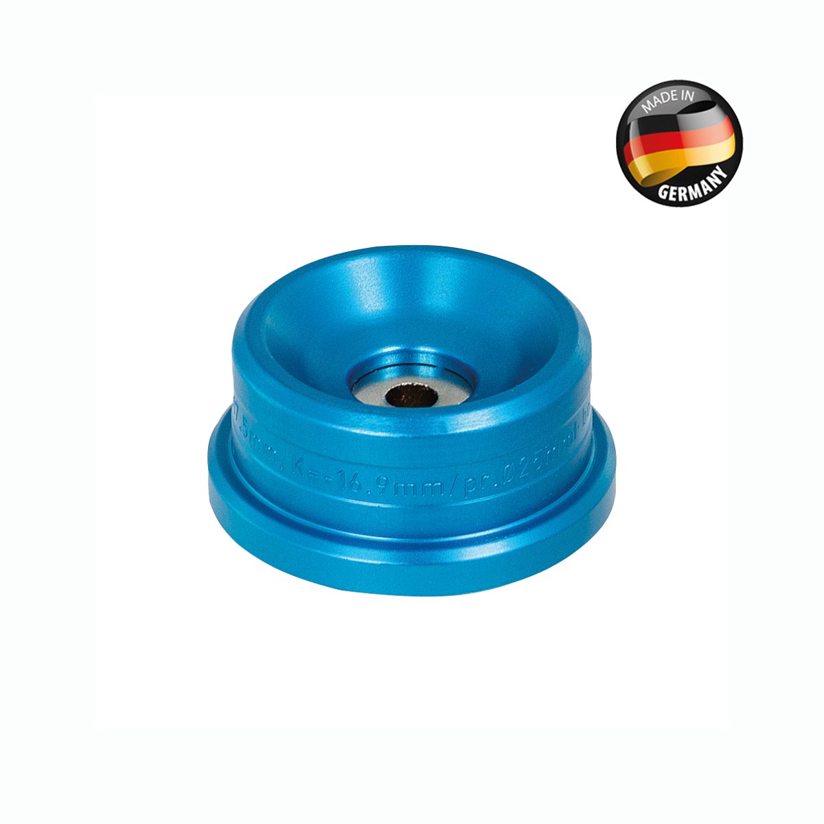 Kugelbasis 40 mm für Kugelprisma Kugelbasis 40 mm für Kugelprisma, blau, Durchmesser 38,1 mm, hochwertige Haltekraft 2–3 kg, kompakte Bauform