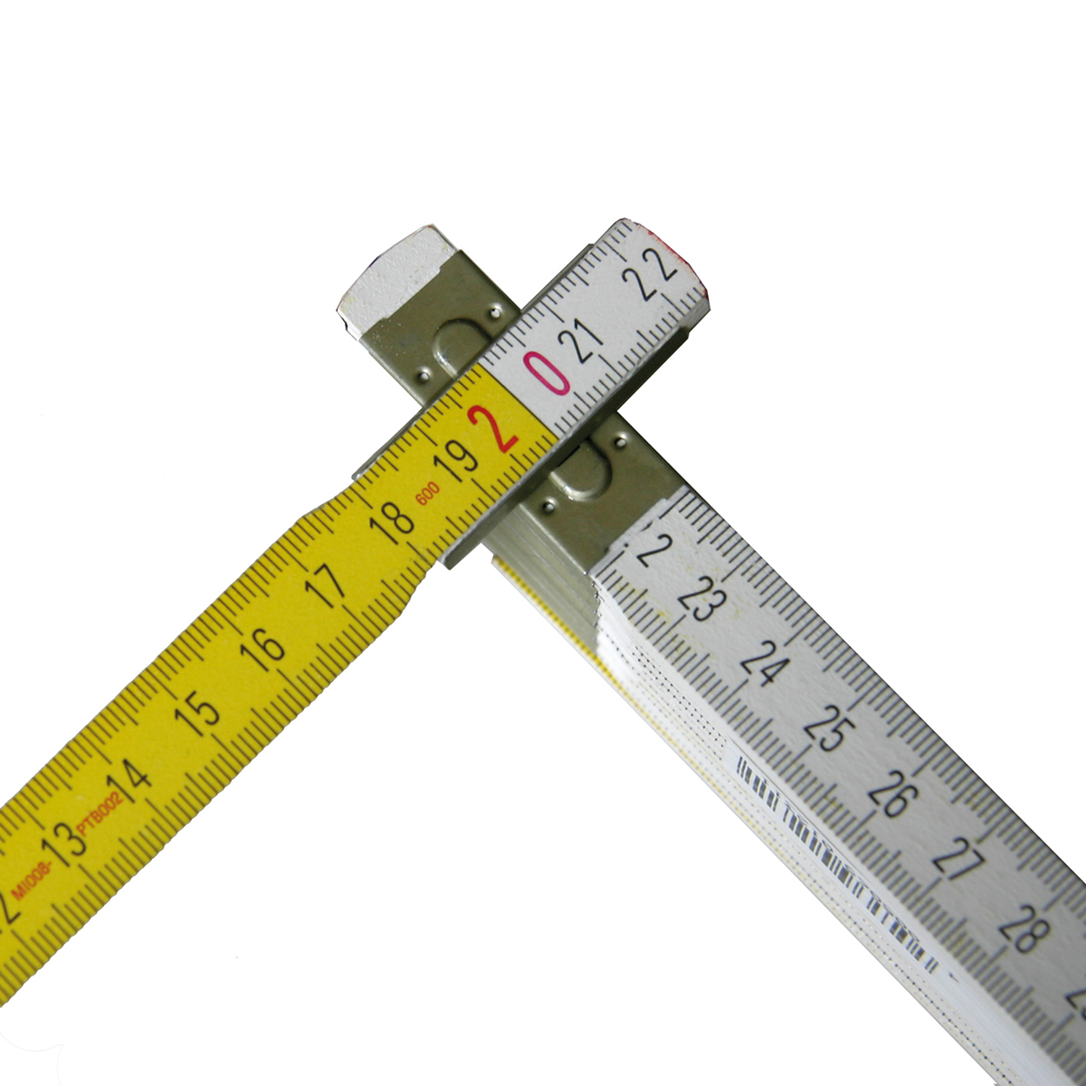 Holzgliedermaßstäbe 16 mm breit, 3 m lang weiß/gelb, beidseitige cm-und mm-Einteilung