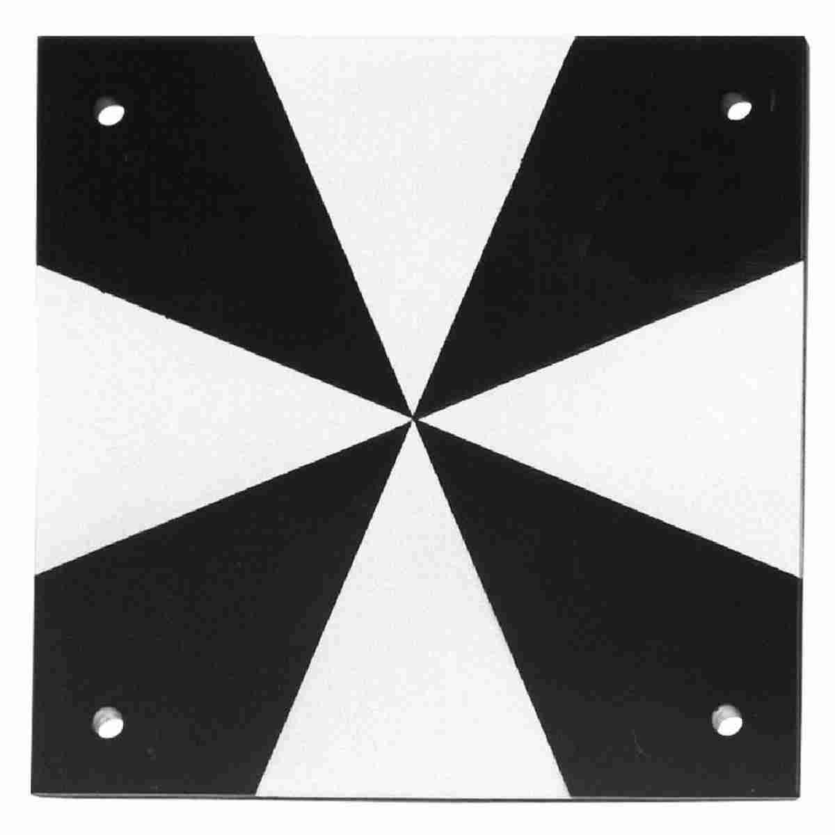Zielmarke aus Aluminium schwarz-silber eloxiert, 100x100x1,5 mm