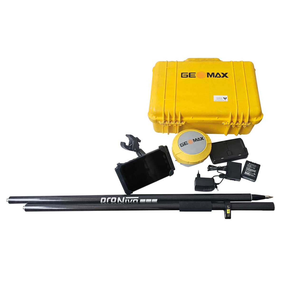 GeoMax Zenith35 GNSS-Set inkl. Koffer, Antenne, Samsung Tablet, Halterung und Zubehör.