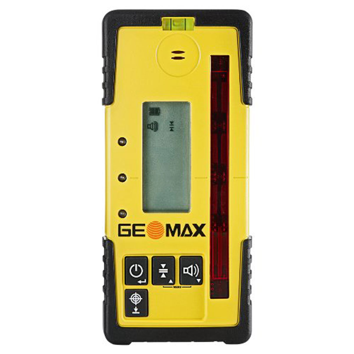 GeoMax Handempfänger ZRD105 für Zone Laser mit digitaler Anzeige vor weißem Hintergrund.