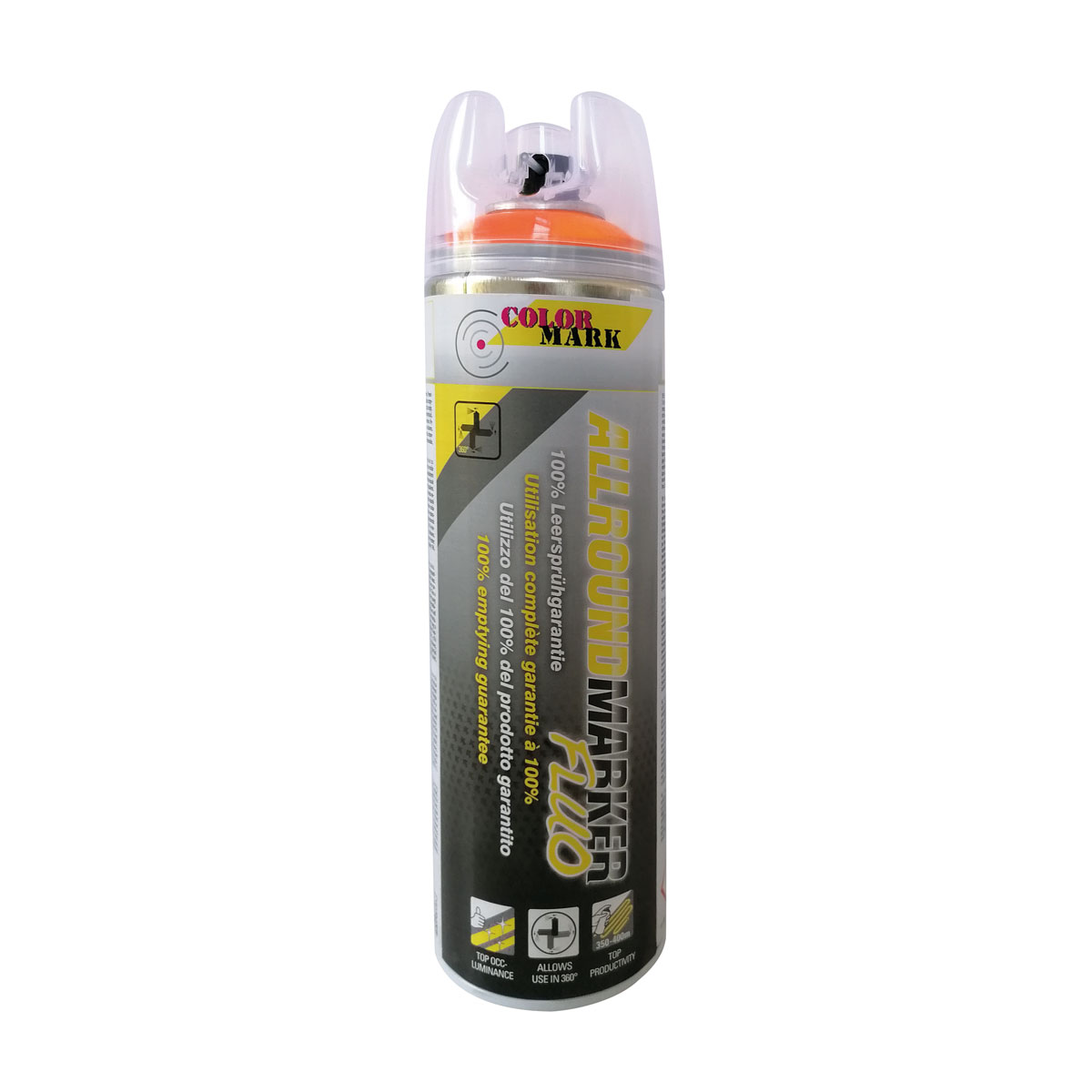Allround - Markierspray, leuchtorange Spezialsprühkopf mit 360°-Spezialventil