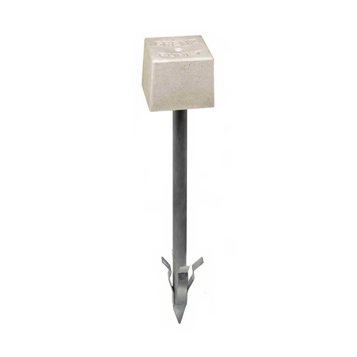 Rohrmarken, feste Spitze, weiß, Grenzpunkt Kopfgr. 100x100x90 mm, Länge 600 mm