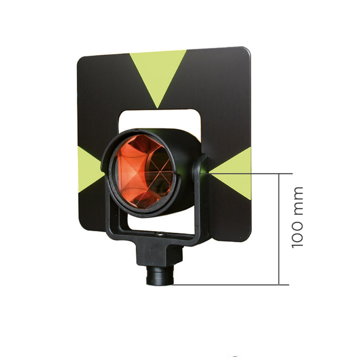 Technische Ansicht des proNIVO Rundprisma Typ Leica GPH mit Angabe der 100 mm Kippachshöhe.