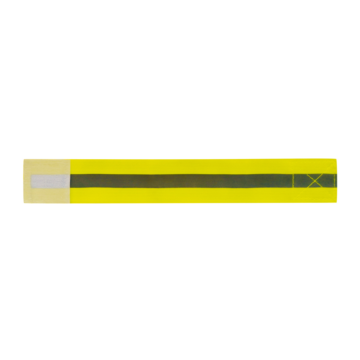 Neongelbes Armband mit reflektierendem Streifen und Klettverschluss für die QBox 20.