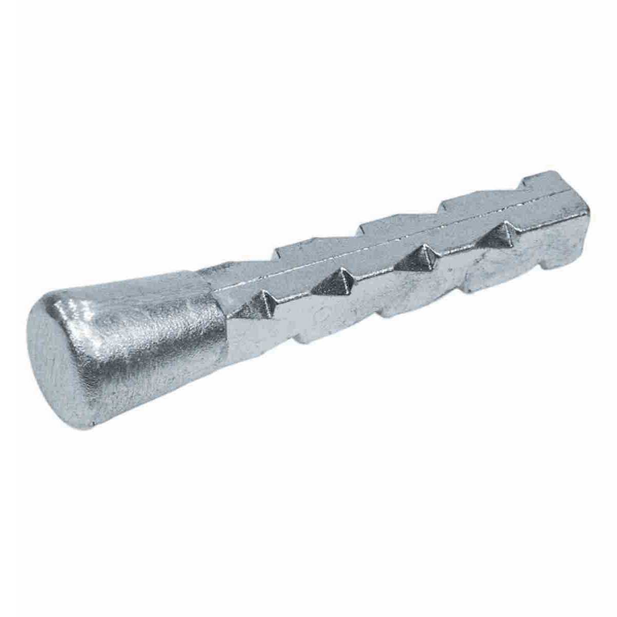 Höhenbolzen aus Silumin, 125 mm, mit glattem Kopf und gezacktem Verankerungsschaft.