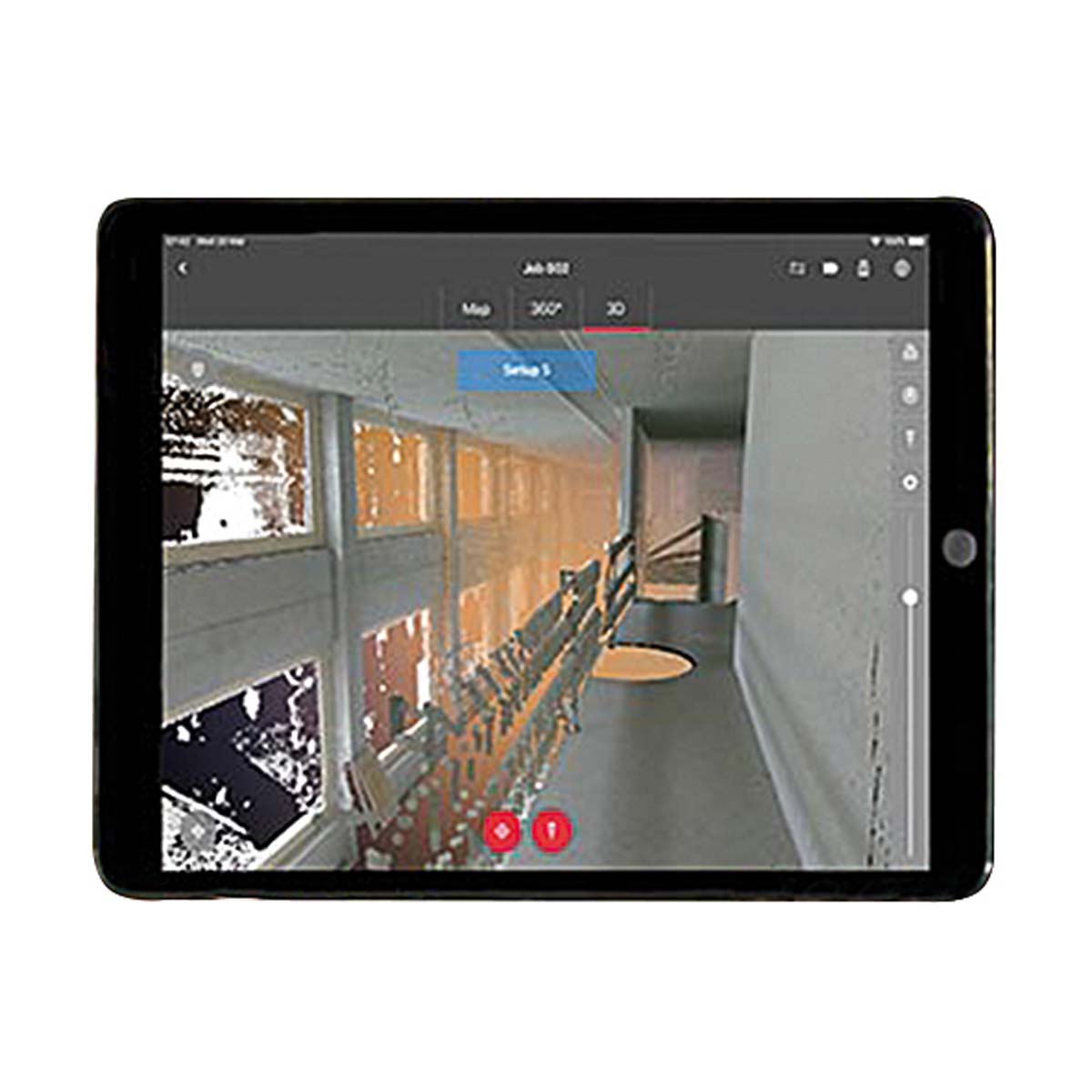 Visualisierung der erfassten Punktwolkendaten des Leica BLK360 G1 Scanners auf einem Tablet.