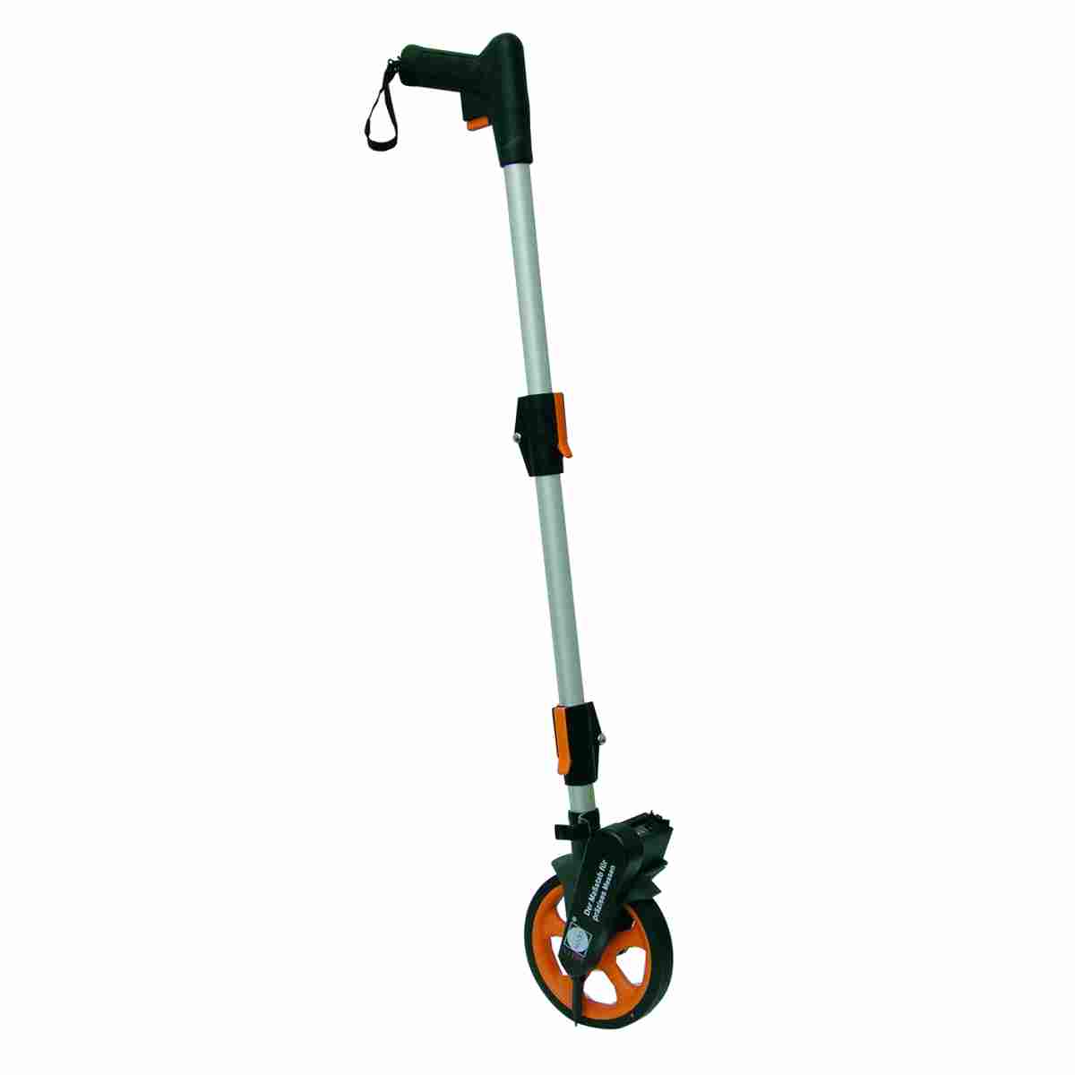 Nedo Mini-Messrad mit orangem Rad, Teleskopstange und Pistolengriff mit Handschlaufe.