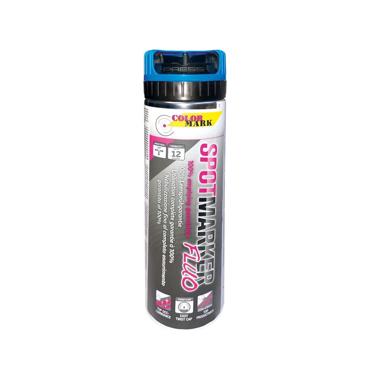Markierfarbe - Colormark - Spotmarker FLUO leuchtblau, mit Sicherheitskappe, 500 ml