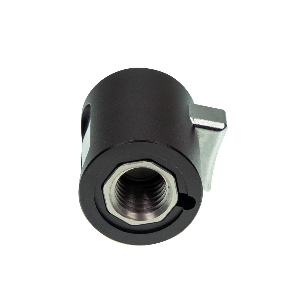 Ansicht der Unterseite des schwarzen Adapter-Basisstücks für die GNSS-Antennenaufnahme.