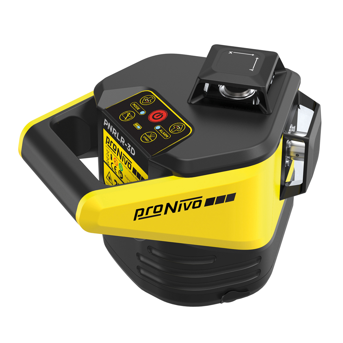 Rotationslaser PNRLR-3D von proNIVO, manuell neigbar mit rotem Strahl für präzise Vermessung.