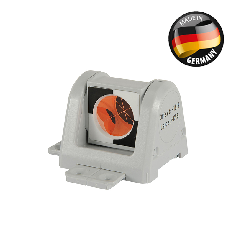 Graues Miniprisma RSMP380 von Rothbucher Systeme in kippbarer Halterung mit Steckfüßen, Offset -16,9.