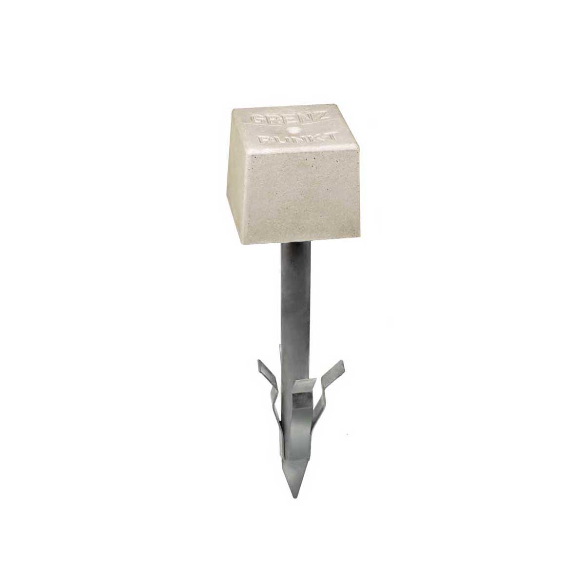 Rohrmarken, feste Spitze,weiß, Grenzpunkt Kopfgr. 100x100x90 mm, Länge 400 mm
