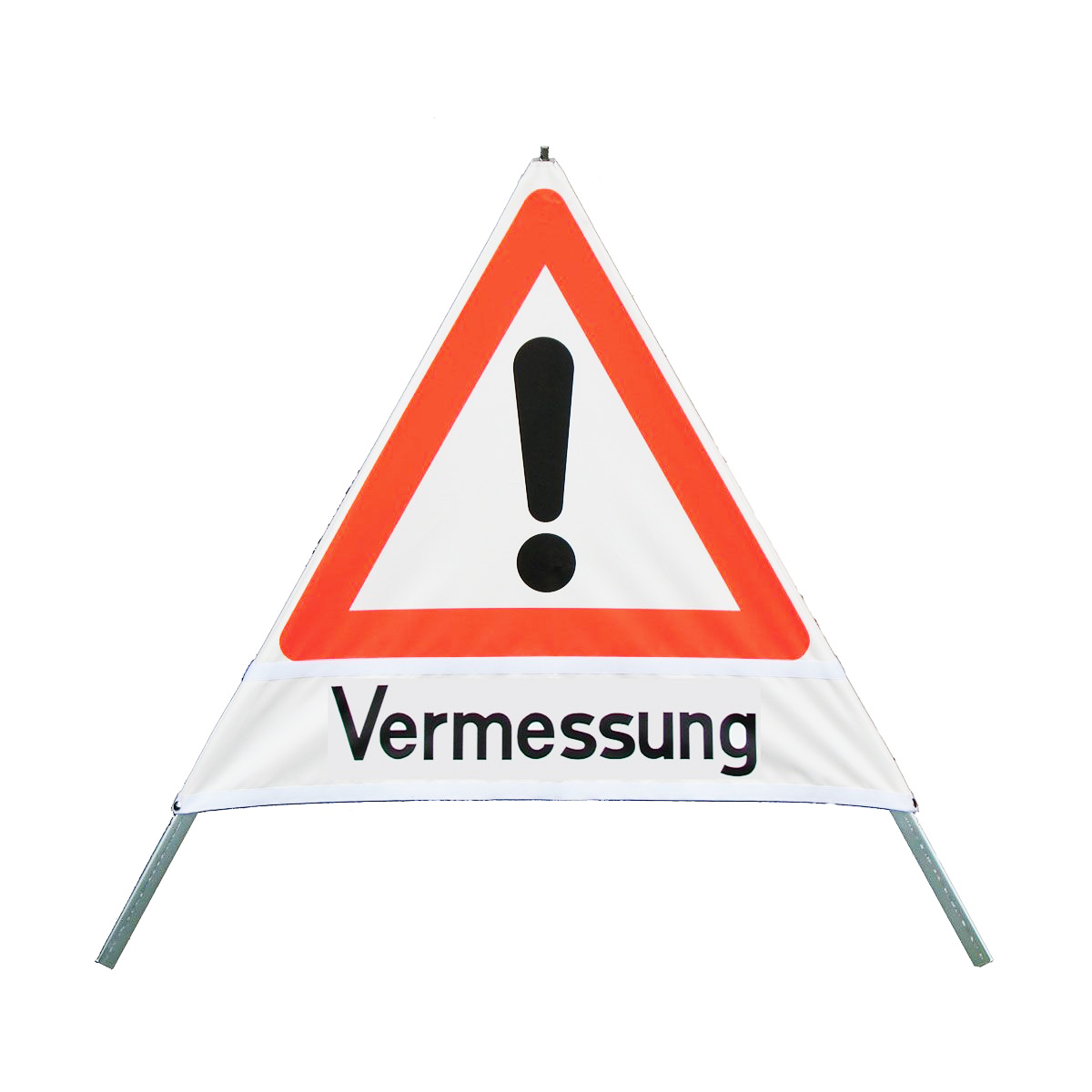 Triopan-Faltsignal Typ 60 R1 - Retroreflex Achtungszeichen VZ101 Beschriftung: Vermessung