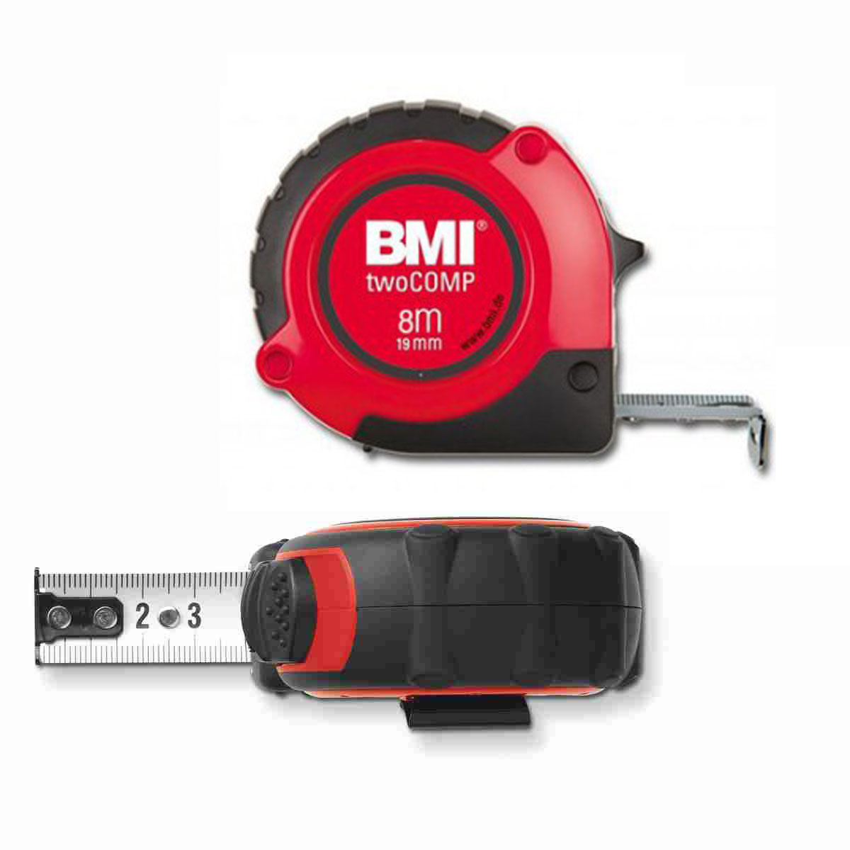 BMI-Taschenbandmaß twoComp mm-Teilung, Breite 19 mm, Länge 8 m