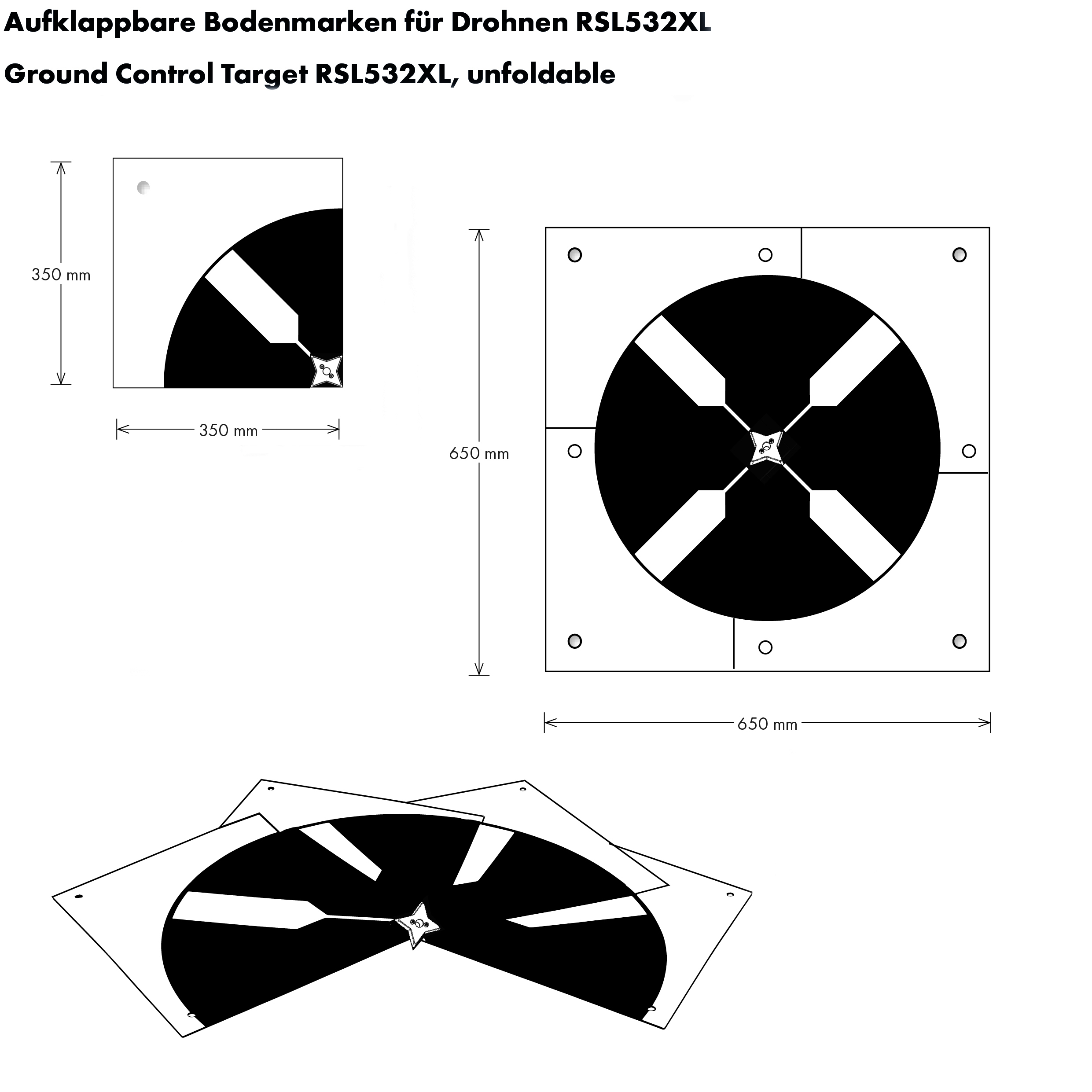 Aufklappbare Bodenmarke für Drohnen RSL532XL von Rothbucher Systeme