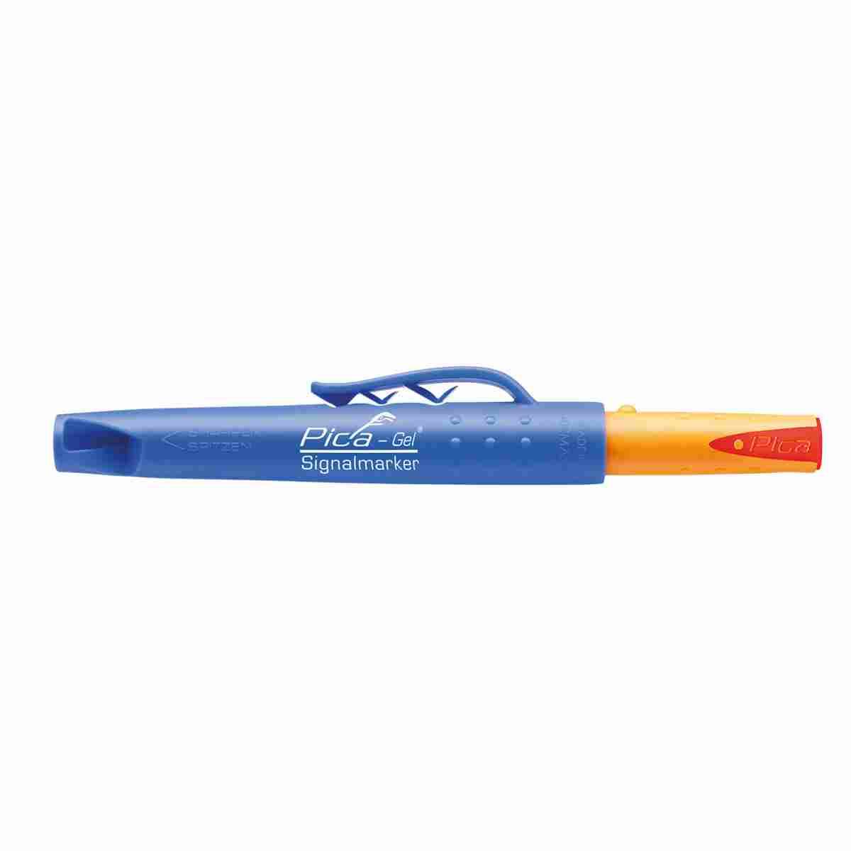 Pica Gel Signalmarker rot mit blauer Kappe für Innen- und Außenbereich, permanent.