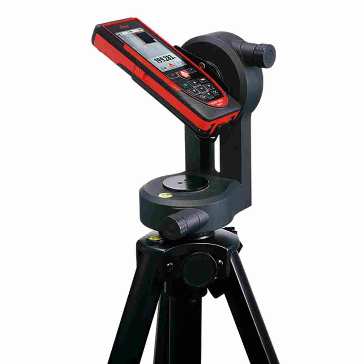 Leica Disto D510 im FTA360 Adapter auf einem Stativ montiert.