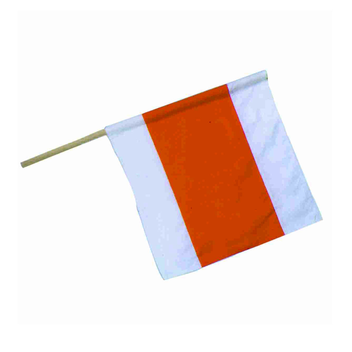 Warnflagge, 750x750 mm m.Schlaufe weiß /orange / weiß, Stiel 1 m lang