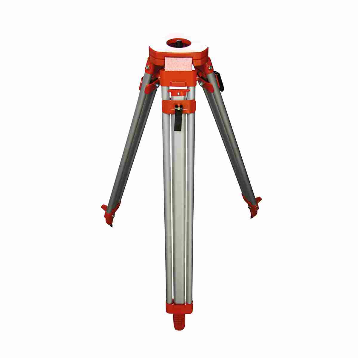 proNIVO Stativ aus Alu 60-ALQCI20-ON in Orange mit flachem Kopf und Schnellklemmung für Baustellen.