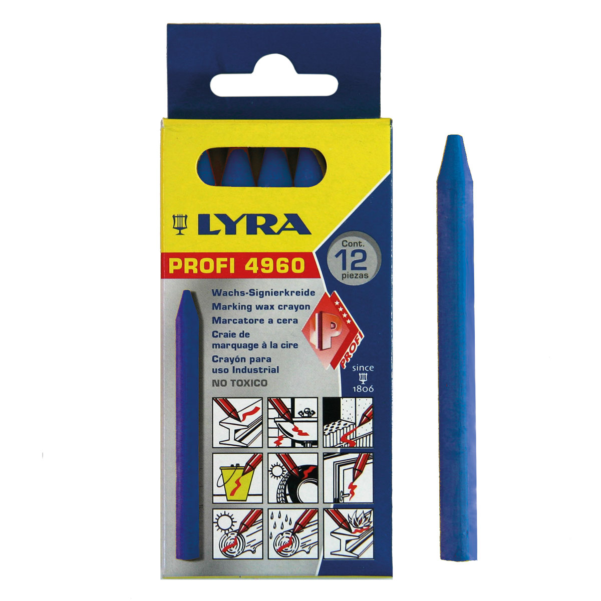 Wachs-Signierkreide 8,5 mm Ø blau, rund, unpapiert, Länge 100 mm Wachs-Signierkreide 8,5 mm Ø blau, rund, unpapiert, Länge 100 mm