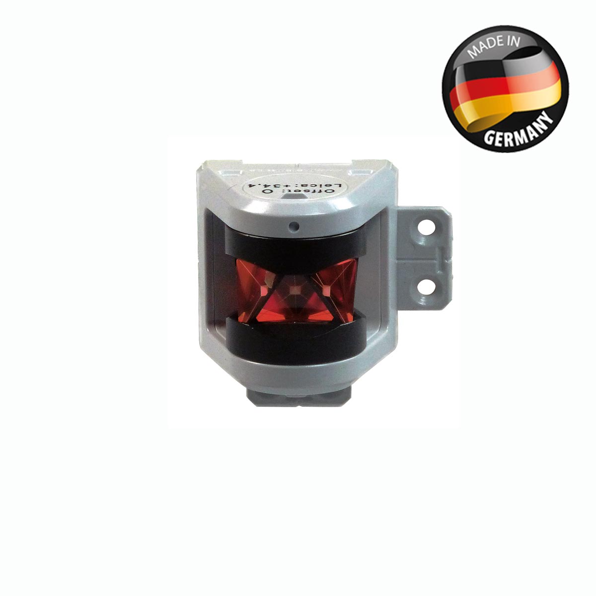 Das graue Rothbucher 220°-Prisma mit rotem Reflektor für unauffälliges, präzises Monitoring.