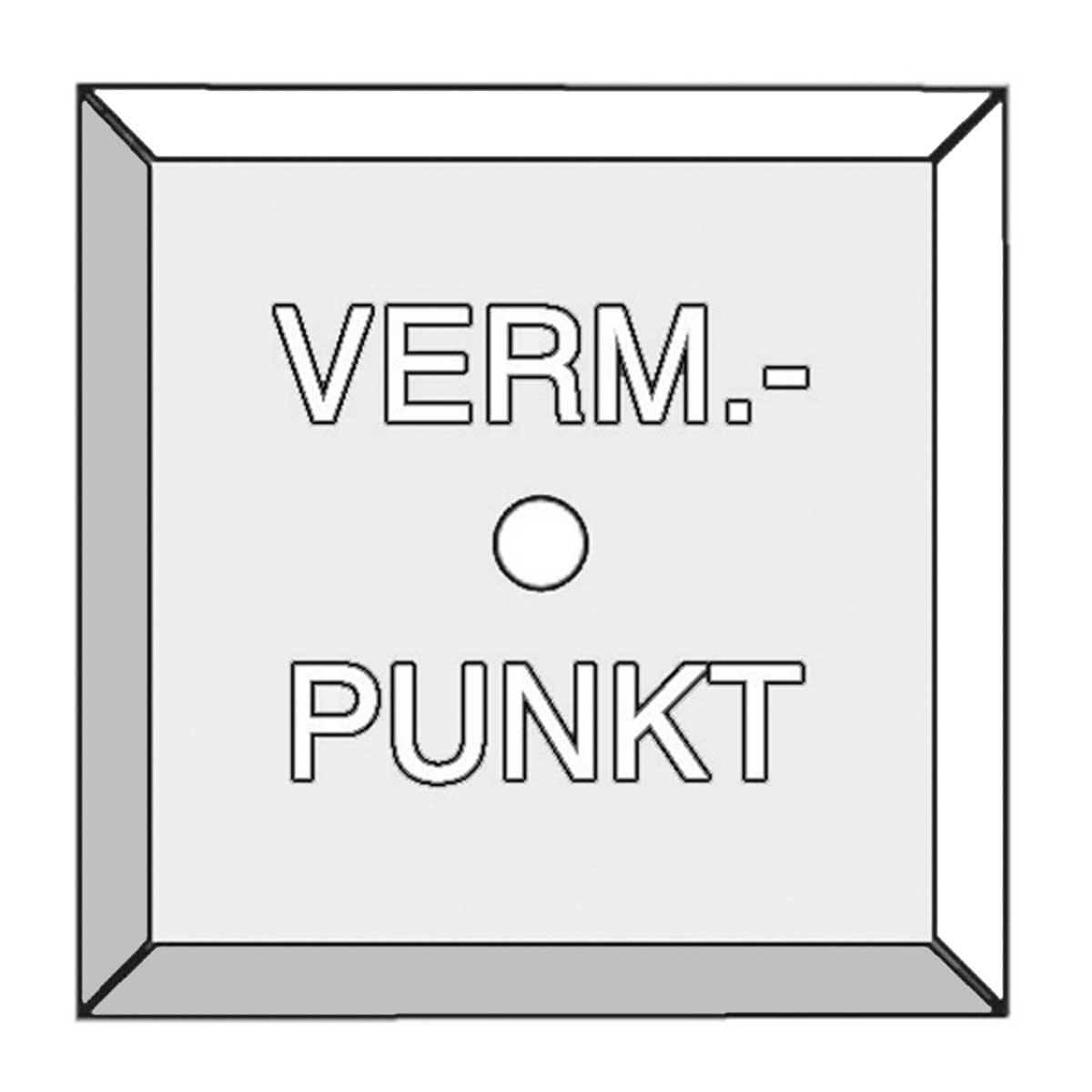 Vektorgrafik des quadratischen Kopfes mit der zentrierten Prägung Verm.-Punkt.