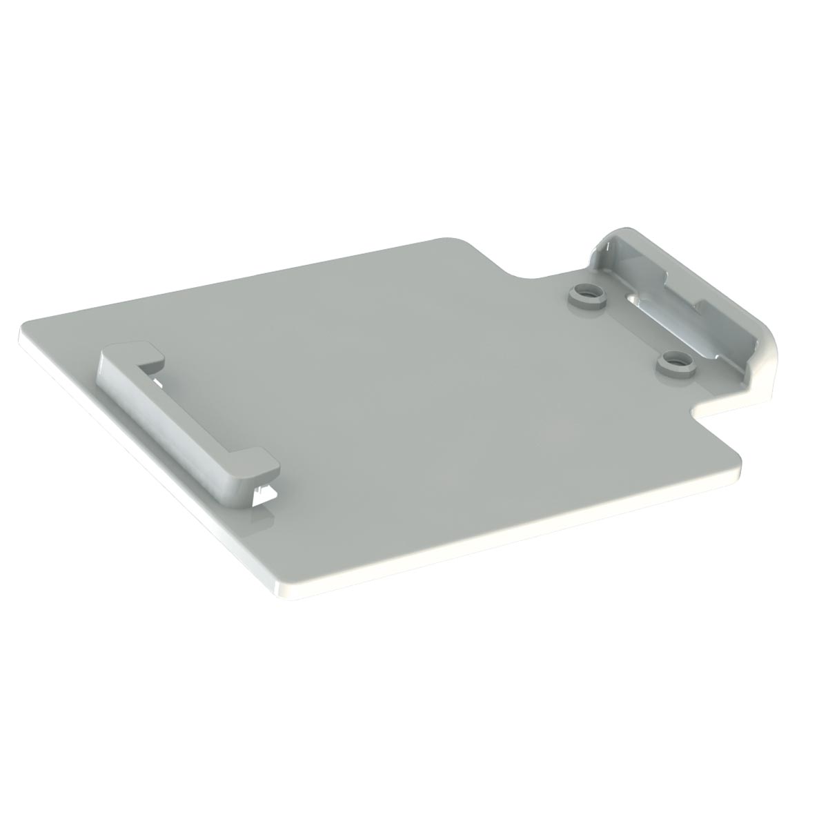 Graue Mini-Prisma-Adapterplatte RSFP-X80g von Rothbucher Systeme mit Steckaufnahme und Haltebügel.
