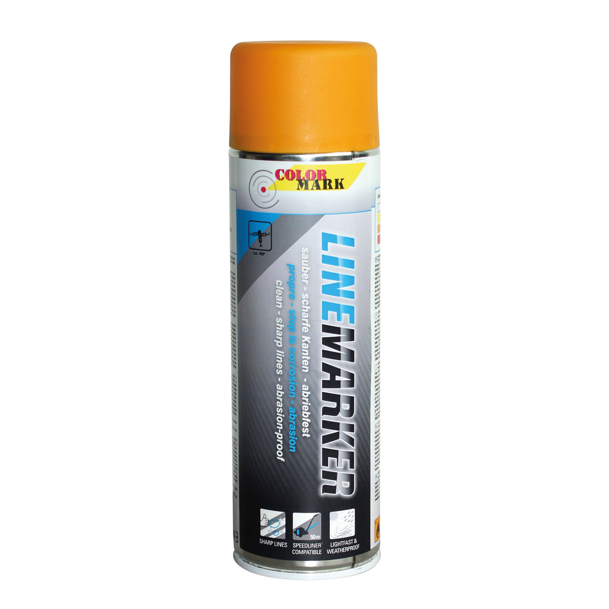 Colormark Linemarker 500 ml mit gelber Kappe für dauerhafte, abriebfeste Linienmarkierungen.