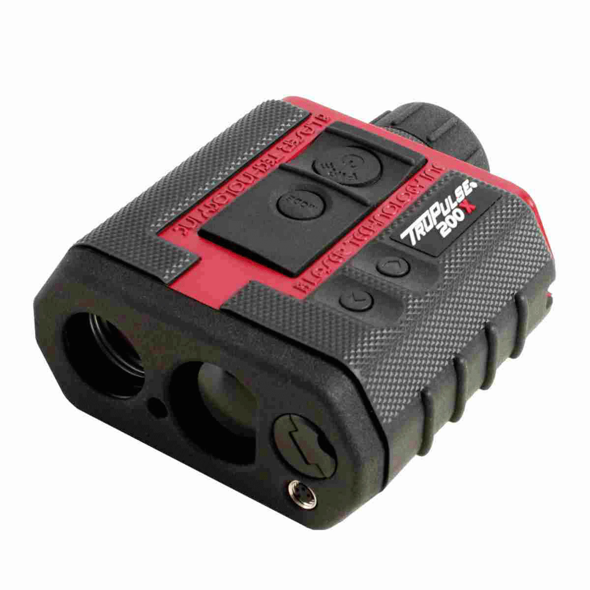 Laser-Distanzmesser TruPulse 200X in Schwarz-Rot mit gummiertem Gehäuse und Bedientasten.
