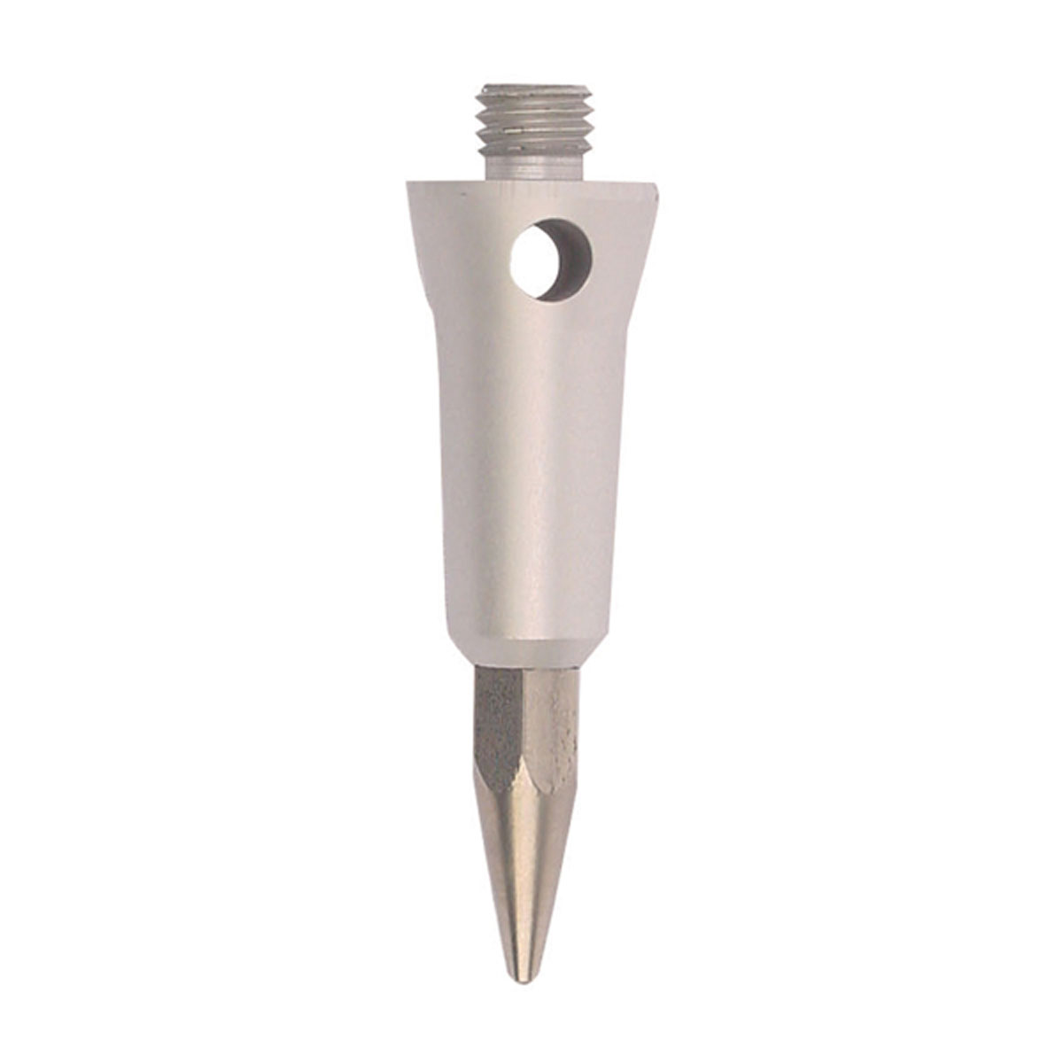 Silberne Spitze SG 0.1 System Vektor mit Gewinde, Querbohrung und Stahlspitze.